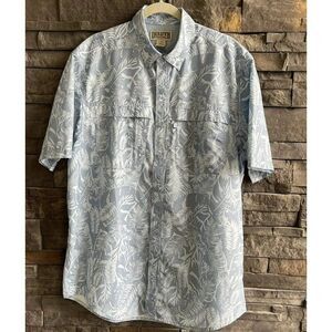 Duluth Trading Co Men’s Short Sleeve‎ Button Down Floral Print Shirt Size L Tall